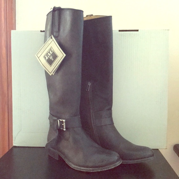 NWT Frye Mellissa Knotted Tall Black Boots Size 7B - Picture 1 of 7